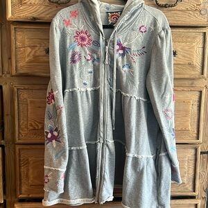 Long embroidered Johnny Was hoodie